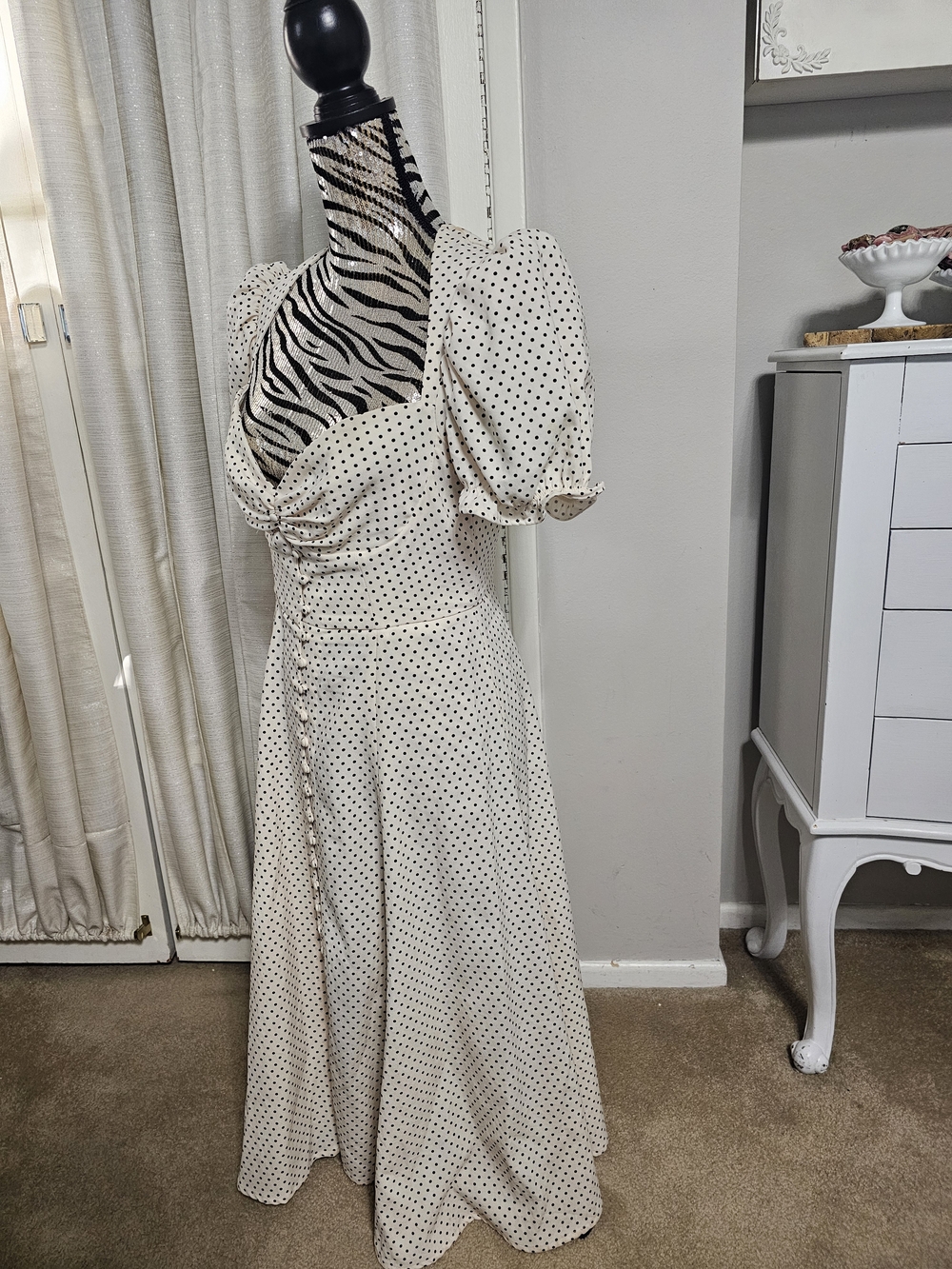 House of CB White Polka Dot Midi ELLERY Dress - Picture 7 of 12
